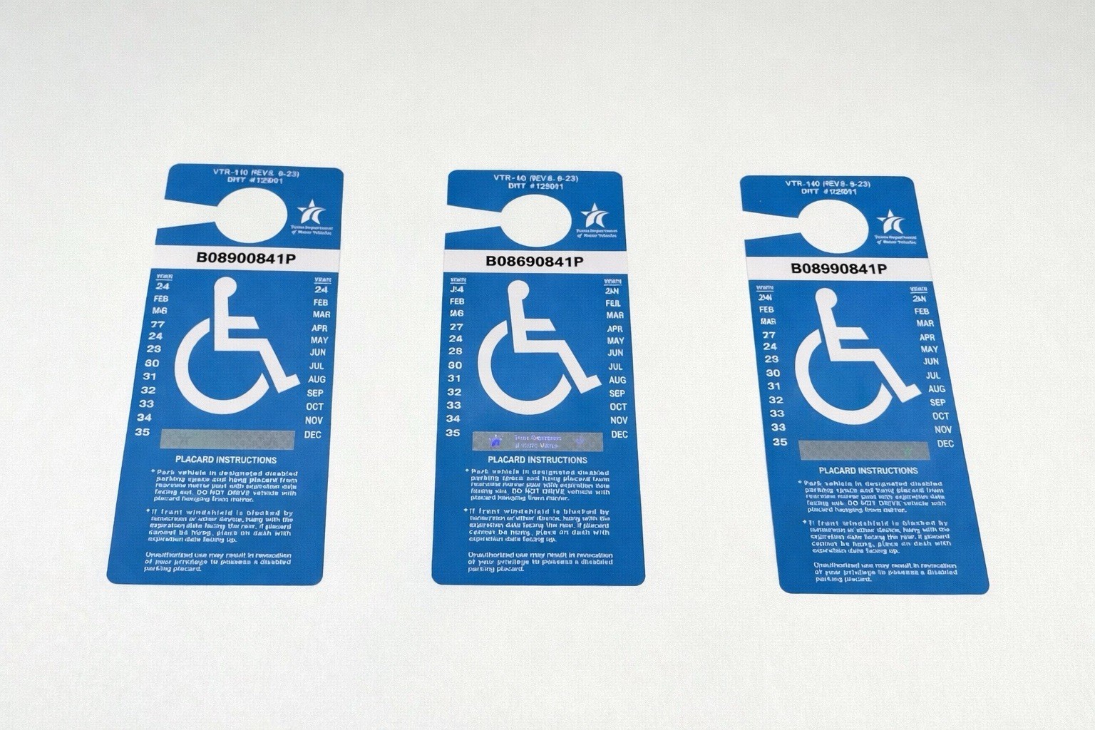 Texas Handicap Parking Permit Novelty Use 