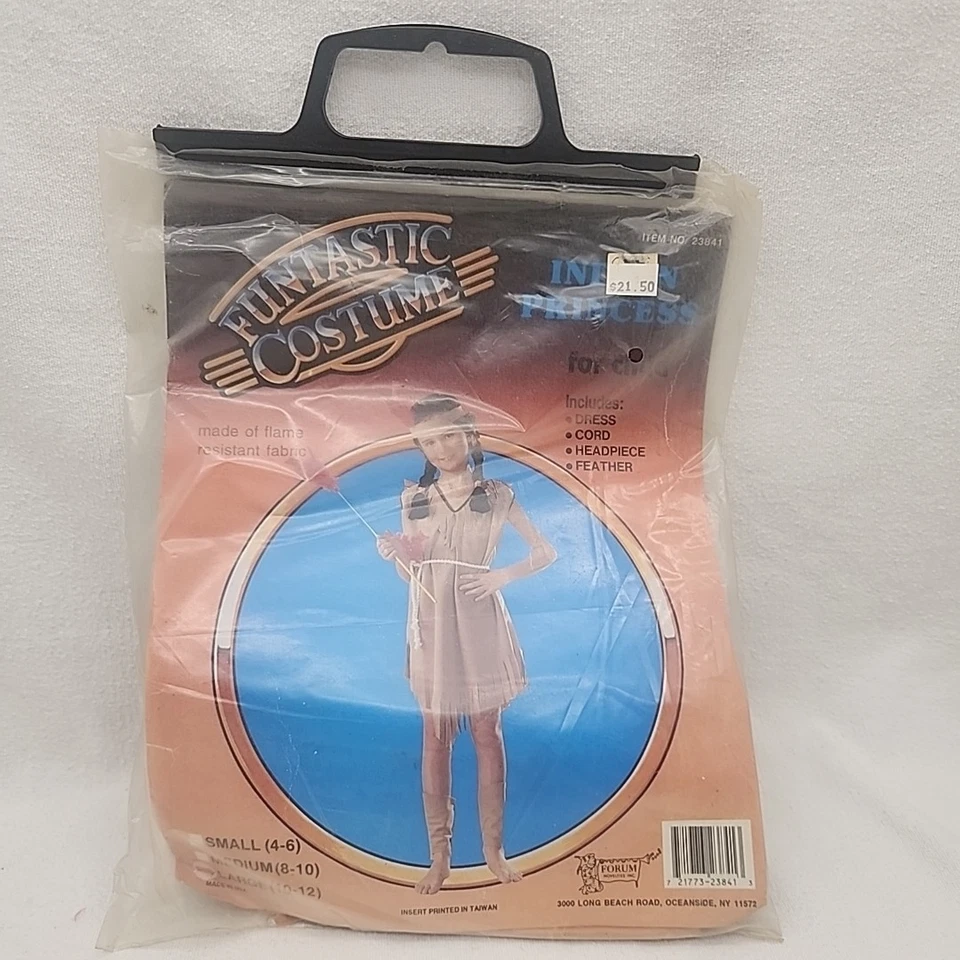 Костюм индийской принцессы Kid Forum Inc платье, головной убор, перо, шнур новый винтажный  - Изображение 2 из 4