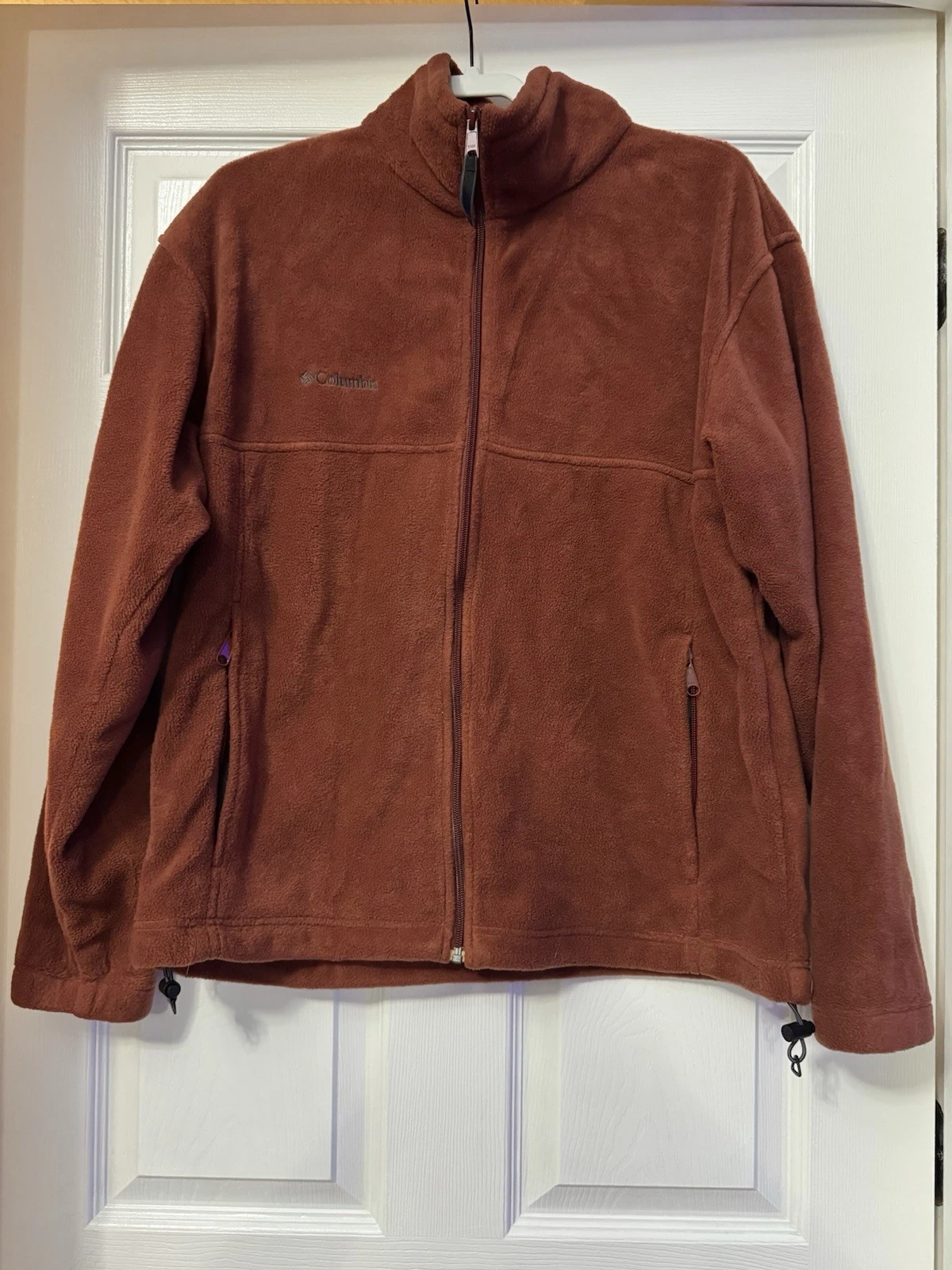 L Columbia Men's Orange Jacket Full Zipper And Front Zip Pockets And Logo