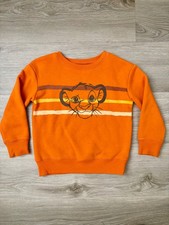 DISNEY Lion King SIMBA Face Orange Crewneck Sweatshirt Long Sleeve Boys Size 4