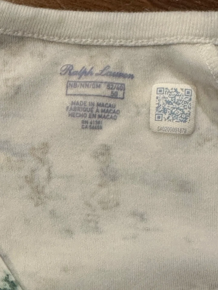 Ralph Lauren Bebé Talla Recién Nacido Una Pieza Footie - Osos Jugando Golf + Tenis Foto 2 de 3