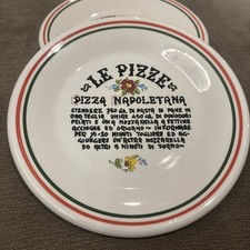 Retro vintage  Pizza Recipe "Le Pizze" ceramic serving plate, made in Italy X 2