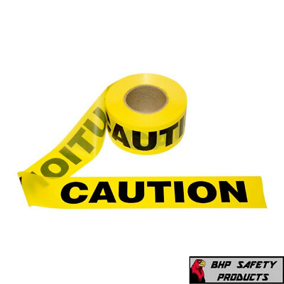YELLOW CAUTION BARRICADE WARNING SAFETY RIBBON TAPE 3'' X 1000' 12 ROLL CASE