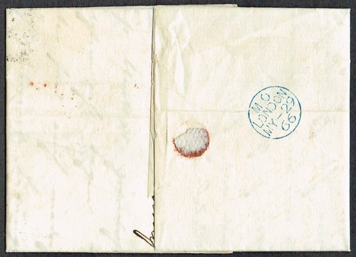 1866 1/- Green Pl 4 KG + 1d Red Pl 87 QC Fine Clean Lettersheet to New York - Picture 2 of 2