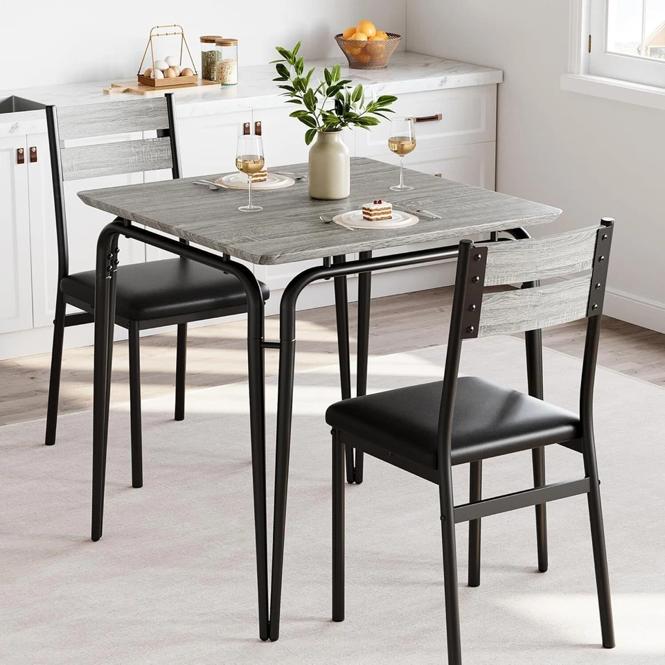 3-Piece Dining Table Set Kitchen Table & Chairs Set for Small Space Apartment - Image 3 of 4