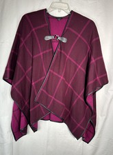Talbots Knit Cape-style Sweater Shawl Burgundy Wine Sz M/L
