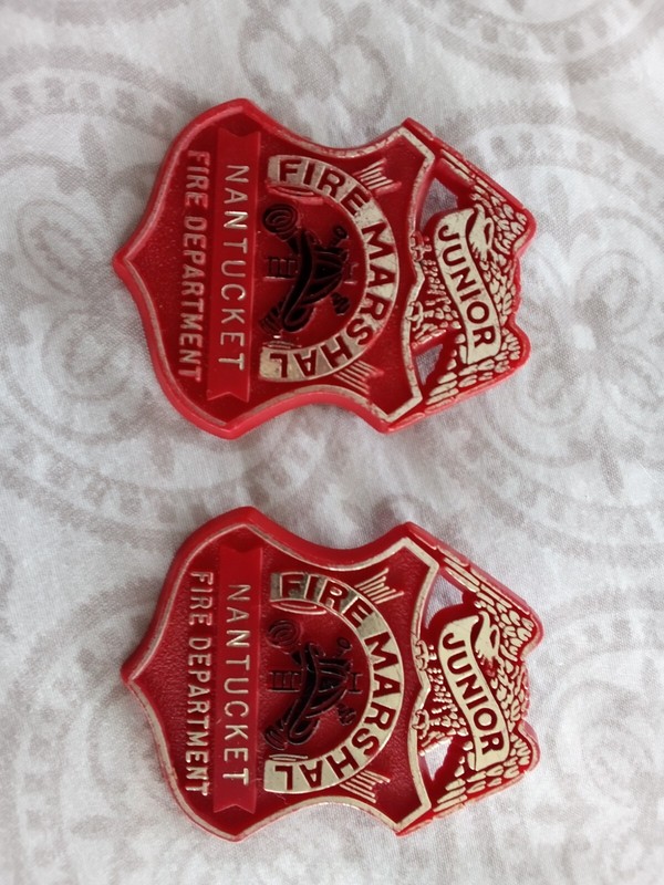 Nantucket fire department junior fire marshal badge pair