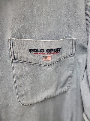 ポロスポーツ 90s polo sport L/S denim shirt M VINTAGE POLO SPORT DARK DENIM L/S SHIRT - Primetime