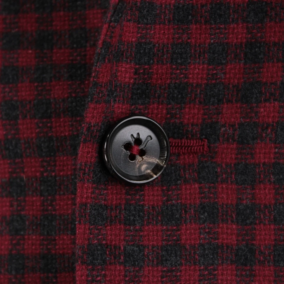 Abrigo deportivo Isaia nuevo con etiquetas talla 52 42R EE. UU. Dustin en rojo y negro a cuadros de pistola Foto 2 de 4