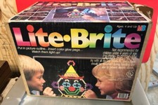Vintage 1986 Hasbro Lite-Brite Box w/Original Pegs and Templates