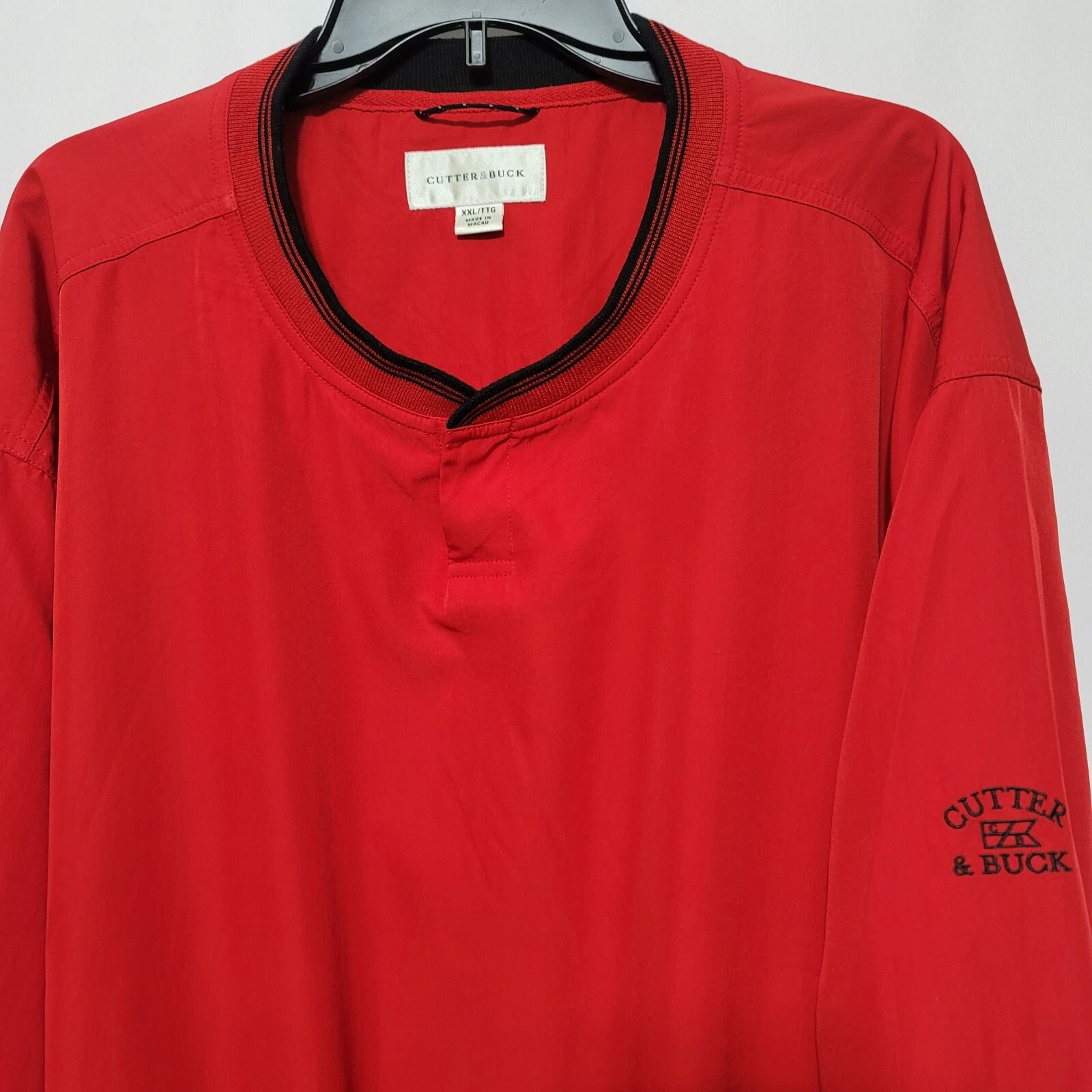Cutter & Buck Pullover Windbreaker Men's V-Neck Red Size XXL Clima Guard Jacket