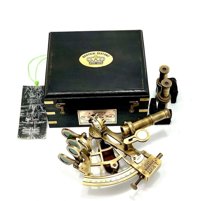 Antiguo Latón Náutico Funcional Marítimo Sextante Navegación Producto de Trabajo Foto 2 de 4