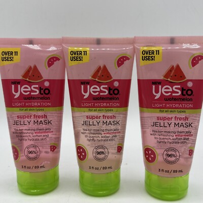 Yes To Watermelon Light Hydration Super Fresh Jelly Mask 3 oz Lot of 3 New