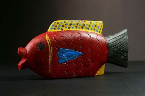 Afrikanische Fische Skulptur bunt geschnitzt Holz Wandbild Vintage Tierhaus - G1751 - Bild 22 von 24
