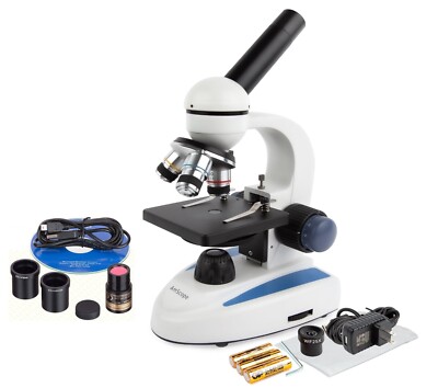 Amscope 40X-1000X Student Science Microscope +5MP Digital Eyepiece Camera