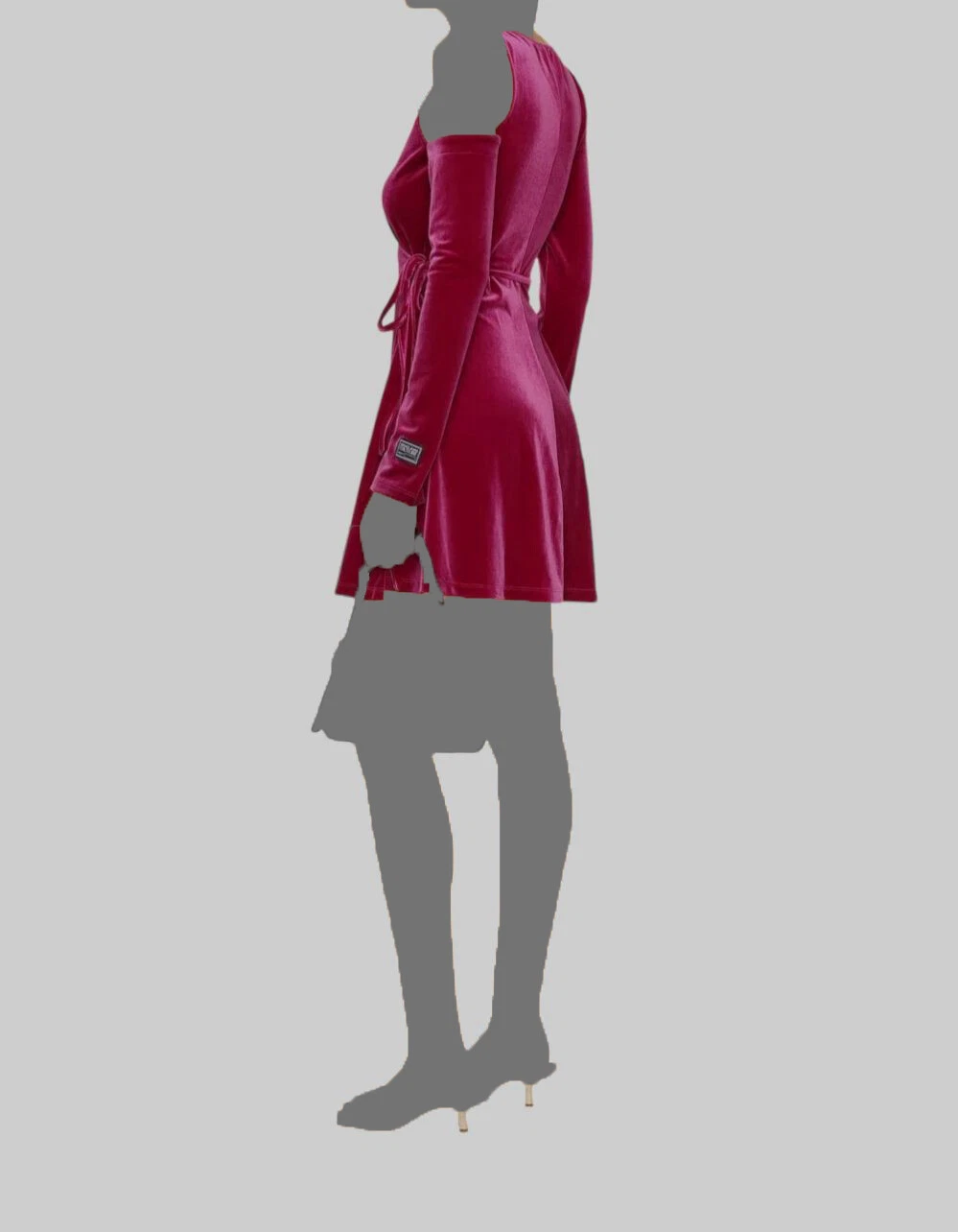 Mini abito da donna rosa Versace a spalle aperte da $475 taglia 46