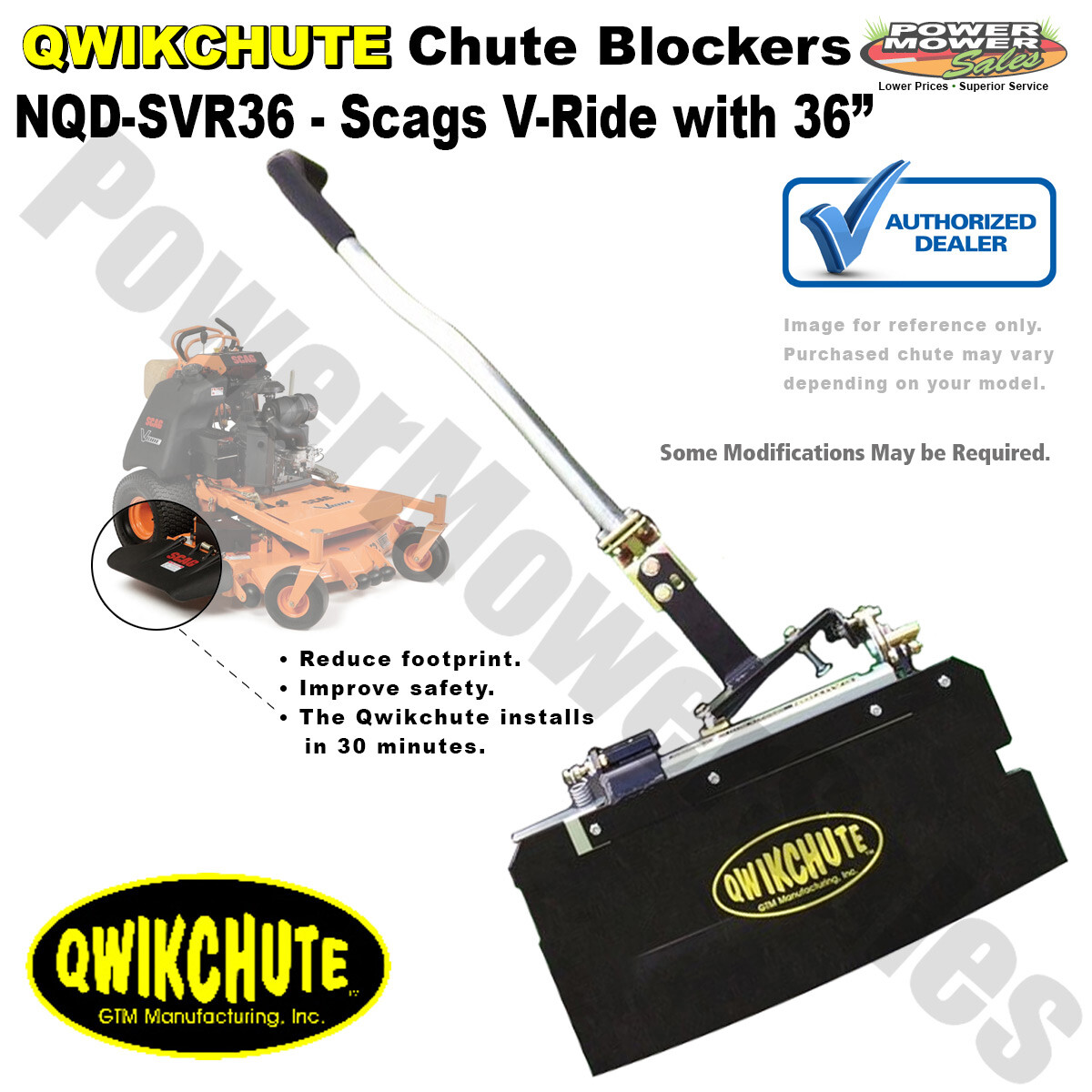 Qwikchute Chute Deflector for Scag V-Ride Mowers w 36  Decks
