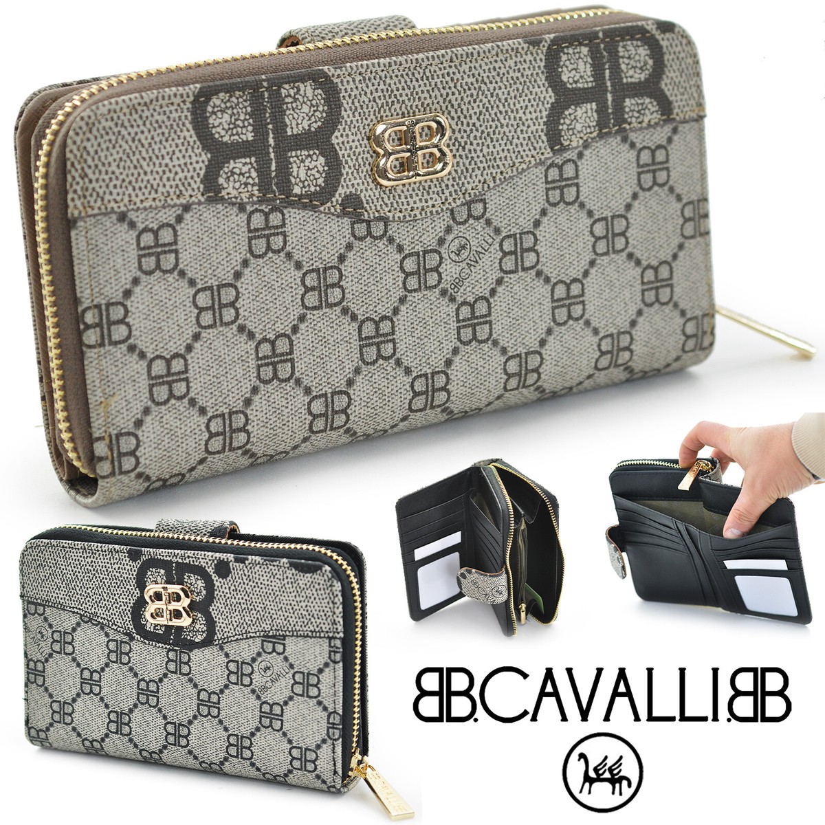 Briciole Portafoglio Donna fantasia logo Pelle Zip Portamonete