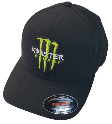 Monster Energy Patch Flexfit 6377 Brushed Twill Hat Black L/XL