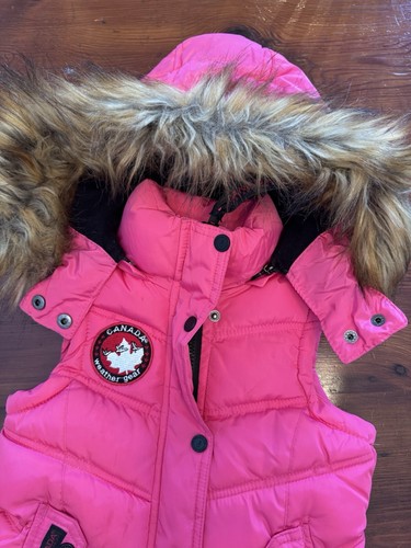 Canada Weather Gear Girls Waterproof Insulated Hooded Vest Pink Size 4 faux fur - Picture 3 of 10