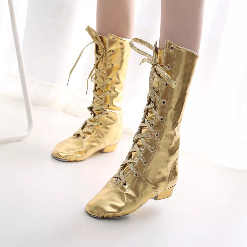 Womens Girls Jazz Dance Boots High Top Dance shoes Kids Perform