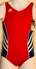 ADIDAS TANK GK CHILD X-SMALL RED BLUE N/S GYMNASTICS DANCE LEOTARD CXS NWT 