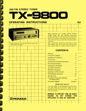 Pioneer TX-9800 Stereo Tuner OWNER'S MANUAL and SERVICE MANUAL
