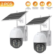 Sansco 2pcs WiFi Outdoor Solar PTZ Security Camera 3MP Wireless 2-Way Audio