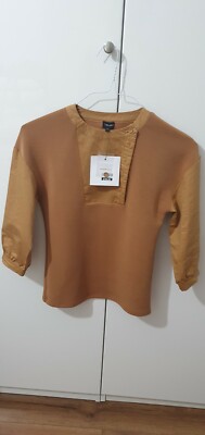 Women Tan/camel Top/blouse 3/4 Length Sleeve, size Small RRP £49 selling £15.99.