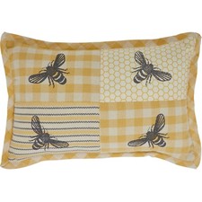 New Yellow Patchwork DECORATIVE HONEY BEE PILLOW 9"x14"
