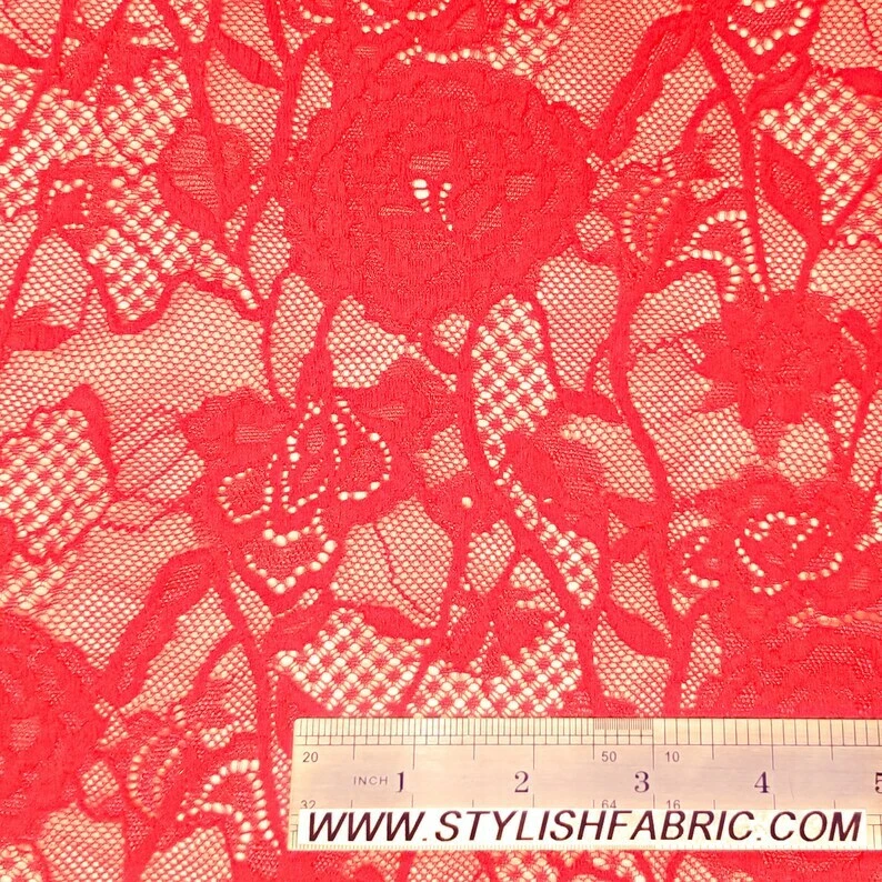 Scalloped stretch on sale lace fabric