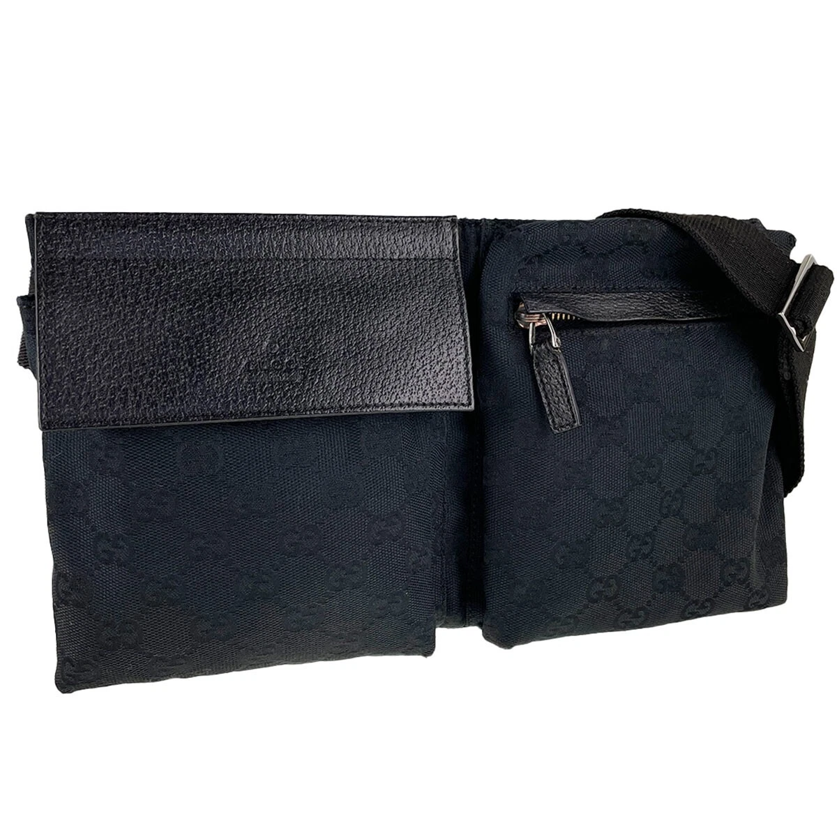 Sac GUCCI GG toile ligne sherry toile tissu cuir noir taille 2963