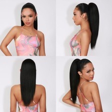 Women's Ponytail Extension Straight Hairpiece 18 Inch Long Drawstring Combs