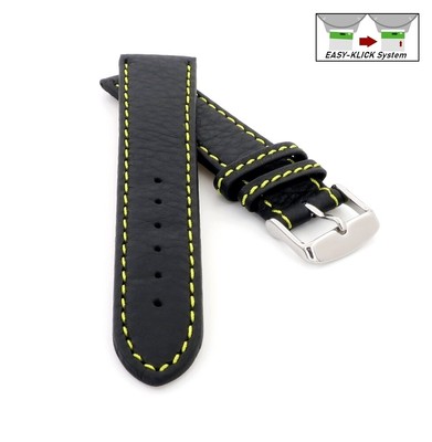 HIRSCH Uhrenarmband Rally Aus Büffelkalb – 18 Mm, Schwarz, Mit Quick-Release Und Vintage-Look