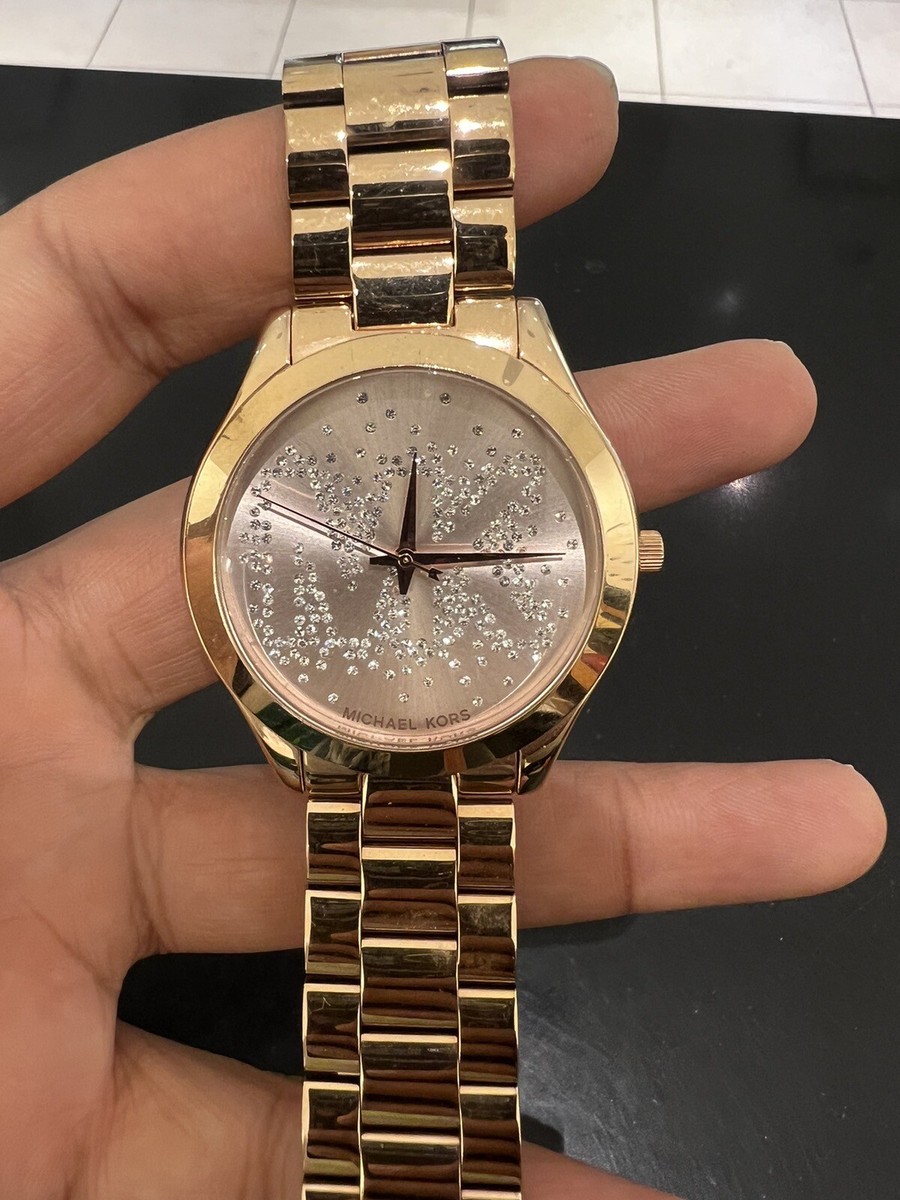 Michael Kors Women\'s Watch with leather band rose gold and crystals Michael Kors Corey Quartz Crystal Rose Gold Dial Ladies  main image 4