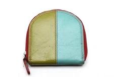 Genuine Multicolor Leather Small Wallet Zip Around
