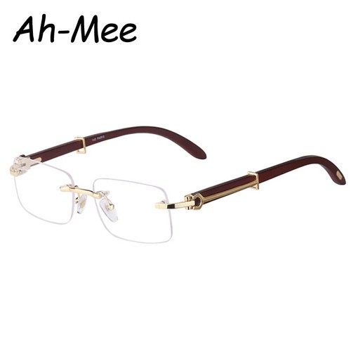 Rectangle Rimless Sunglasses Vintage UV400 for Women Square Gradient Frame - Picture 5 of 9