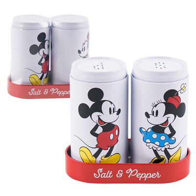 New The Tin Company Disney Mickey & Minnie Mouse Salt & Pepper Shakers