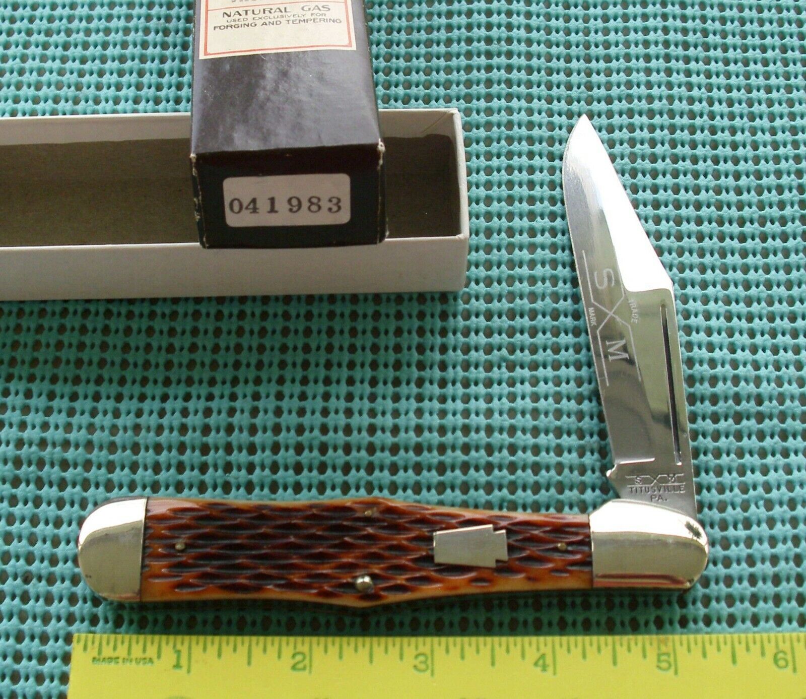 1991 Schatt & Morgan/Queen folding hunter pocket knife (#041983) Keystone shield