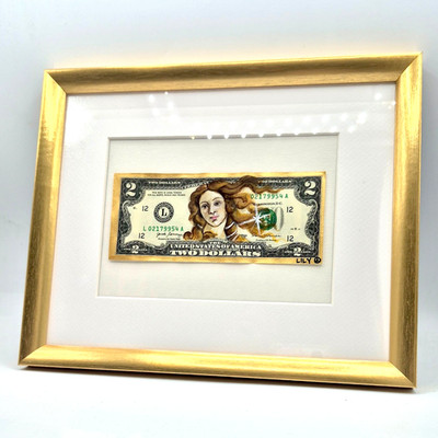 Birth Venus Gold Frame Regal Art Luxury Decor Money Art Real 2 Dollar Bill Note