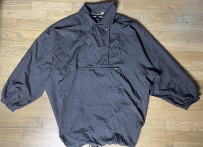 Escada Sport Black Windbreaker Jacket 1/2 Zip Wmn Sz S Drawstring Gold Hardware 