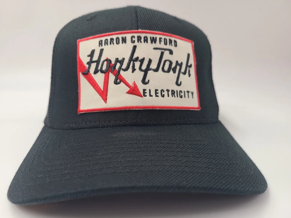 Aaron Crawford Honky Tonk Álbum de Electricidad Malla Camionero Snapback Gorra Gorra Negra Foto 2 de 4