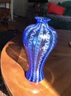 Vintage Murano Zanfirico Ribbon Base Cobalt Dark Blue Purple Venetian Glass