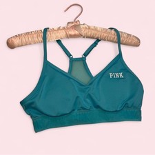 PINK Victoria's Secret Teal Bra with Mesh Cross Back Detail Adjustable Straps