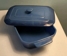 Martha Stewart 3 Quart BLUE Stoneware Casserole Dish with Lid #HY20722