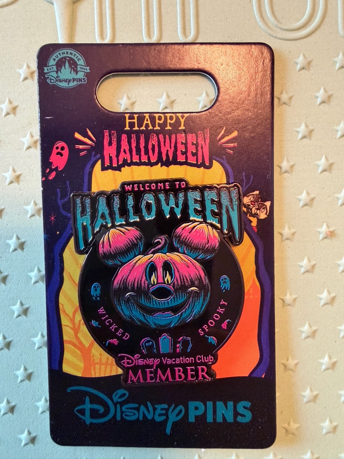 Disney Pins DVC Exclusive Disney Vacation Club Happy Halloween Pumpkin Pin 2023