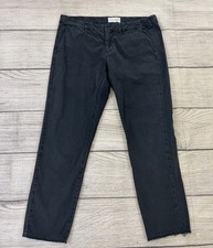 NILI LOTAN EAST HAMPTON Womens Sz 4 Black Raw Hem Cotton Stretch Pants EXC