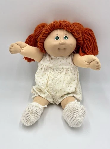 Vintage 1985 Cabbage Patch Kids Doll Red Hair Green Eyes Coleco Original Outfit