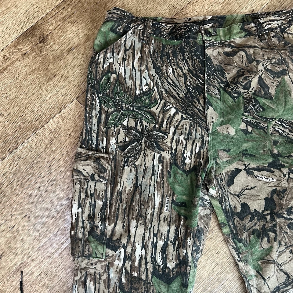 Calça Camuflada Masculina Vintage Duxbak Felted Realtree XL Carga Cintura Ajustável EUA - Imagem 3 de 4