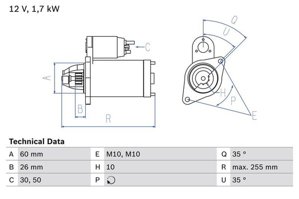 Starter Bosch 0 986 018 170 Anlasser Startmotor-image